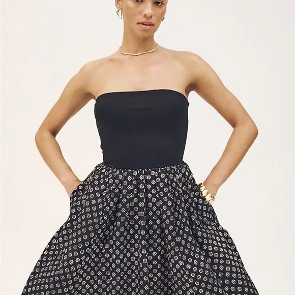 J Crew Strapless mixy dress in block print XL Black - Picture 12 of 14